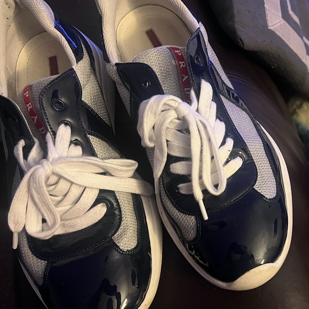 Prada Kids Sneakers in Navy and White